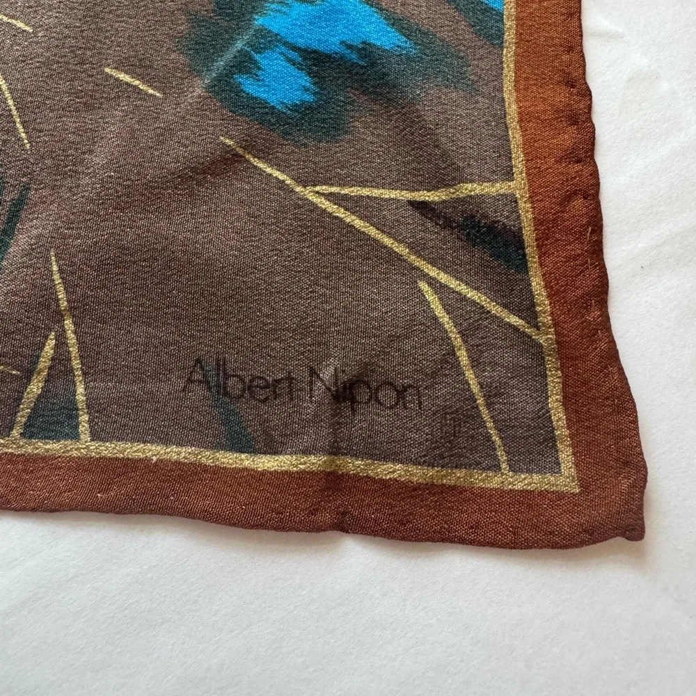 VTG Albert Nipon XIIX Karat 100% Silk Scarf Made in Japan 26” Saks Fifth Ave